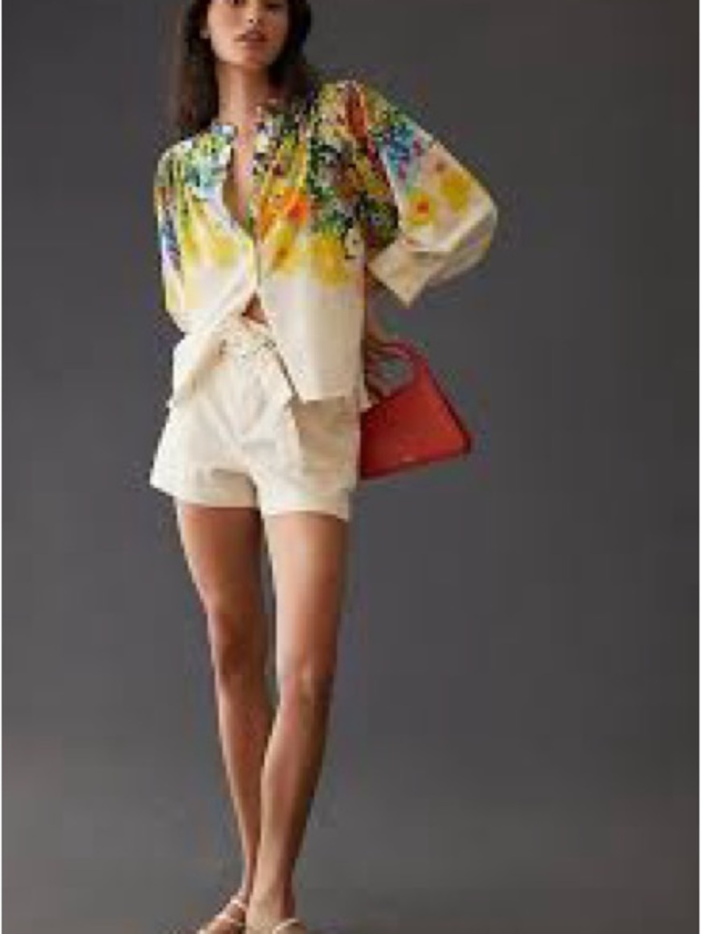 Sara Campbell for Anthropologie Cream Floral Yoke Blouse